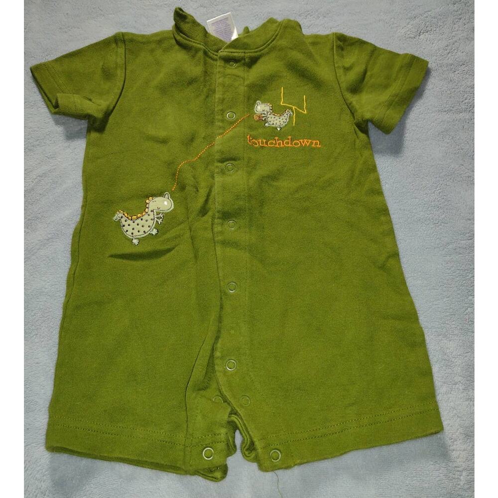 TKS Baby Boy Football Dinosaur Green One Piece Outfit Size 6-9 Months